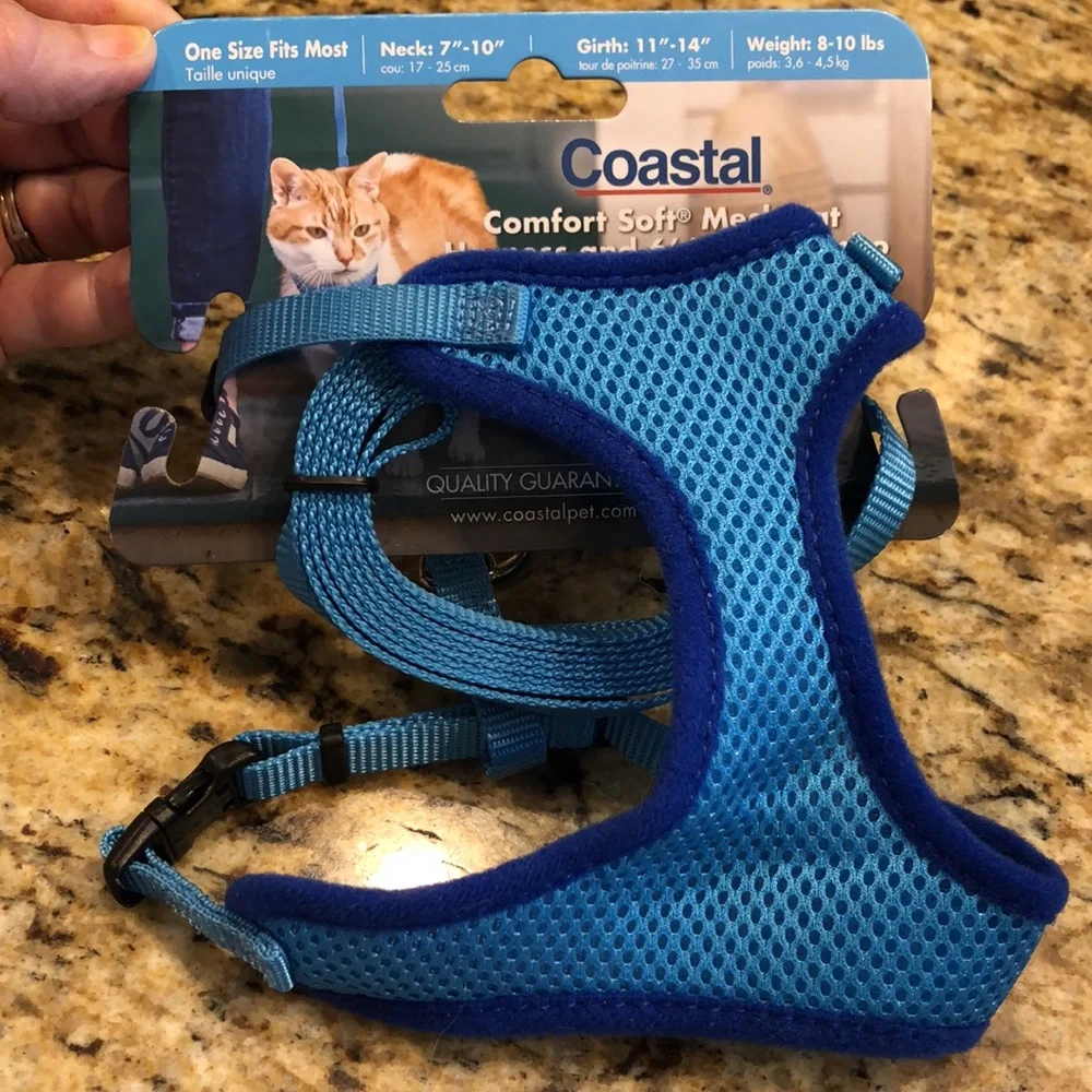 Coastal Comfort Soft Mesh Cat Harness and 6